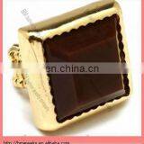 2013 New Fashion Sabines-large-brown-square-stone-gold Jewelry Rings With Plastic thumbnail-1