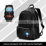 Black PU Teenager School Bag With Led Backpack Billboard thumbnail-6