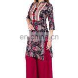 Printed Short Kurta With Beautiful Colors and Tassals in Front for Woman thumbnail-1