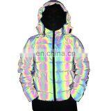 Winter Dazzling Reflective Color Cotton Padded Hoodie Jacket for Men and Women thumbnail-6