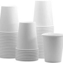 Bio Cups and Dishes Disposable Drinking Cups Paper Cups-compostable and Biodegradable Cups-white Paper Cups, Unprinted Paper Cups, Eco-friendly Coffee Cups 150 ml 6 oz thumbnail-2