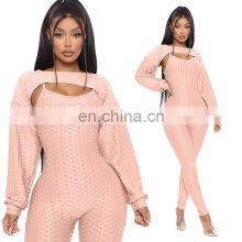 Производитель осуществляет индивидуальную настройку для бренда. Весенне-осенняя женская трикосочетанная джакардная спортивная костюм с длинными рукавами, модная, повседневная, для полных женщин. thumbnail-2