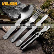 High Quality Outdoor Stainless Steel Camping Tableware 4 in 1 Portable Bottle Opener With Knife, Fork and Spoon thumbnail-5