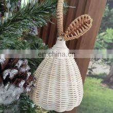 Best Seller Wicker Rattan Pear Rattle, Color As Requested Wicker Vintage Bell, Christmas Trees Decor thumbnail-4