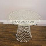 Glass Top Steel Base Platner Table Coffee Table