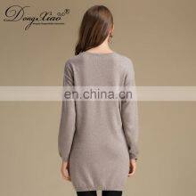 Hot Sale 100% Cashmere Pullover Sweater Women Vintage Style O-Neck Knit Top Pockets Long Length Winter OEM Service Available thumbnail-6