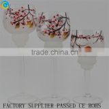 Buy handpainting long stemmed Hurricane Pillar Holder Pinecone Crackle Glass Christmas Winter                        
                                                Quality Choice