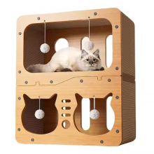 MEOW LOVE New Pet Toys Corrugated Paper Material Wear Resistant Cat Scratch Board Double Storey Cat House Pet Products thumbnail-5