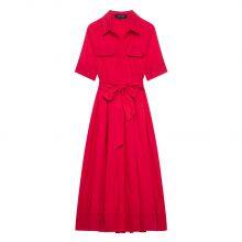 Nuevo estilo de primavera europeo y estadounidense, camisa y falda de estilo diosa con temperamento, cinturón francés para adelgazar thumbnail-1