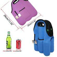 Shockproof Portable Picnic Neoprene Custom 6 Pack Bottle Wine Beer Tote Cooler Carrier Bag thumbnail-3