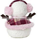 Bundled Up Snowlady Plush Toy/Funny SnowLay With Pink Earmuff/Soft Stuffed Toy Smiling Snowman thumbnail-3
