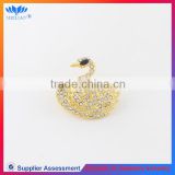 Wholesale Gold Swan Rhinestone Double Brooch Chain