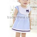 Summer fashion baby girls100% cotton sleeveless preppy style kids a-line dress