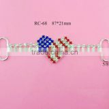 Stock hot selling red/white/blue rhinestone connector for July 4th(RC-68)