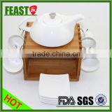 Supermarket hot selling 550 ml plain white ceramic custom tea jug set