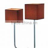 Contemporary Cross Metal Holder Double Square Brown Fabric Shade Hotel Bedroom Table Light