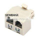 6P2C US Plug to 2 US Jacks Surface Mount Box