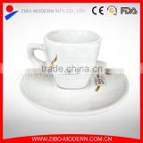 Wholesale Cafe White Custom Logo Porcelain Ceramic Tea Cafe Coffee Cup and Saucer thumbnail-1