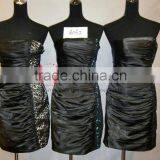 Off-shoulder Sexy Backless Embroidered Black Satin Girls Short Special Occasions Prom Dress 8032 thumbnail-4