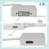 3 in 1 Thunderbolt Mini Displayport to DP HDMI DVI Adapter Cable For MAC pro AIR