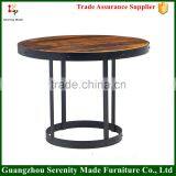 2016 Hot Sale Round Industrial Solid Wood Coffee Table Top Design With Iron Table Base