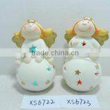 Hot Selling Ceramic Small White Angel Sitting on Ball thumbnail-1