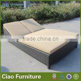 Outdoor Pool Rattan Double Red Sun Lounger Furniture thumbnail-4