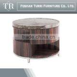 New Design Ebony Venner Natural Round Marble Top Wooden Side Table thumbnail-1