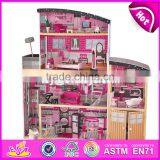 New Style 30 Furniture Pieces Children Pretend Play Wooden Giant Doll House W06A222 thumbnail-1