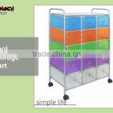 15 Drawers Storage Cabinet Organizer Rolling Storage Plastic Drawer Shoe Rack Trolley thumbnail-1