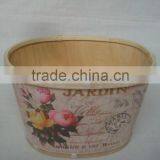 Beautiful Decal Wooden Flower Pot Garden Wood Pot With Plastic Liner thumbnail-4