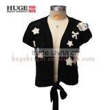 100% Cotton Hand Crocheted Sweater Black Womens Crop Top thumbnail-1