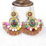 Bohemian Design Handmade Colorful Tassel Drop Earrings Jewelry thumbnail-3