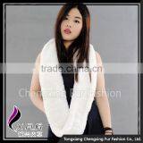 CX-S-125H Infinity Real Rex Rabbit Fur Scarf Snood White Winter Fashion Scarf thumbnail-1