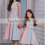 Pink Blue Family Look Mommy And Me Set Women Dresses Summer Children Frocks Designs thumbnail-2