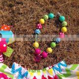 2016 New Design Easter Dresses Cottom Bunny Dress Chevron Dress With Matching Necklace and Bow Set thumbnail-5