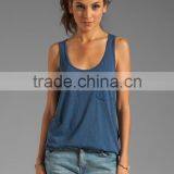 Front Breast Pocket Slub Jersey Boyfriend Casual Tank Tank for Girls thumbnail-1