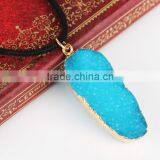 Natural Crystal Quartz Stone Gold Plated Pendant Womens Irregular Necklace thumbnail-5