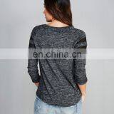 OEM China Supplier 2016 Spring Women Boxy Marled Mesh-Stripe Top thumbnail-2