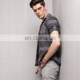 T-MSS019 Round Bottom Casual Wide Stripe Half Sleeve Men Shirt thumbnail-3