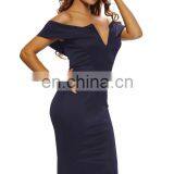High Quality Women Sexy Off Shoulder V Neck Casual Dress Women Elegant Bodycon Pencil Summer Dress thumbnail-6