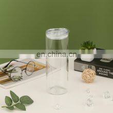Amazon Top Seller Blank Sublimation Beer Can Glass With Bamboo Lid 12Oz 16Oz 25Oz Custom Clear Matte Glass Tumbler With Straw thumbnail-3