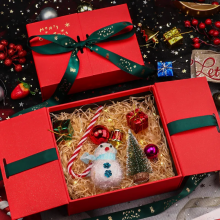 Ribbon High-end Christmas Gift Box Factory Can Customize Size Carton Red Black Ribbon thumbnail-5