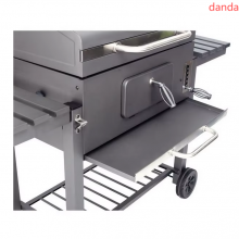 Outdoor BBQ Charcoal Grill With Two Shelf Table With Big Size Wheel thumbnail-4