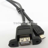 USB A Female Panel mount To Micro USB Cable
