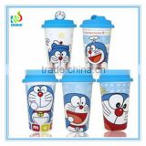 Doraemon cartoon ceramic cup with silicone lid