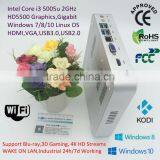 Small Desktop pc dc 12v Intel Nuc Onboard i3 5005u Cpu Hd5500 Graphcis WAR Tomb Raider 3D Gaming Support USB3.0 VGA Gigabit LAN