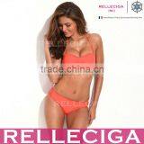 RELLECIGA Neon Orange Strappy Push-Up Bikini With Sexy Bandeau Top & Stretchy Cheeky Low Waist Bottom