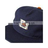 OEM/ODM Applique Label Patch Logo Flat Brim Navy Blue Mesh Plain 5 Panel Trucker Cap Wholesale thumbnail-3