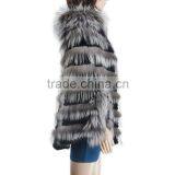Women Beautiful Fur Poncho Silver Fox Fur Poncho Rex Rabbit Fur Poncho Sale KZ150082 Supplier's Choice thumbnail-2
